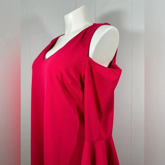 Lane Bryant A-Line Bell Sleeve Mini Skater Fuchsia Pink Dress Sz 16 - Picture 7 of 14